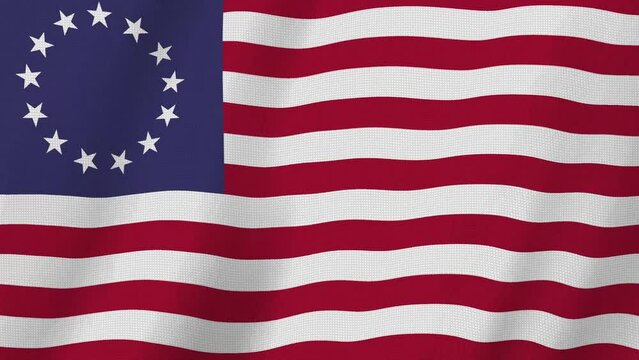 Amination of the USA Betsy Ross flag waving