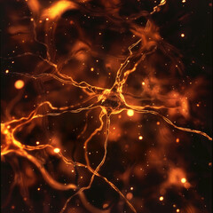 Neurons sending brain activity firing biology electrical nerve signal neurotransmitter chemical receptor cell dendrite - obrazy, fototapety, plakaty
