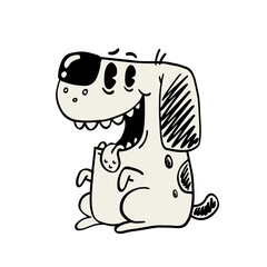 Cute cartoon dog. Hand drawn vector illustration isolated on white.