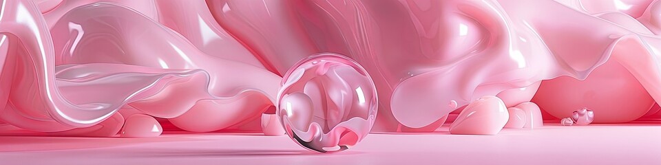 Playful Pink Abstract Shapes Glossy Sphere