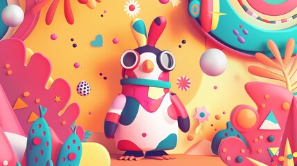 An abstract and imaginative kids character in a cute style       AI generated illustration