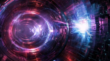 Obraz premium An abstract concept art of a teleportation device AI generated illustration