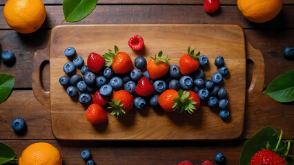 Kitchen Inspiration: Rustic Charm with Fresh Berries & Citrus (Flat Lay Photo)