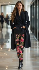 Professional Businesswoman Wearing Bright Pink Floral Trousers. Inappropriate Business Attire. The Wrong Trousers.