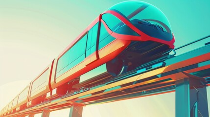 An abstract depiction of a monorail system      AI generated illustration