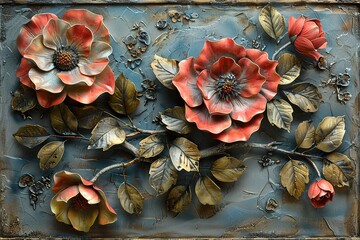 panel wall art,with flower designs, wall decoration