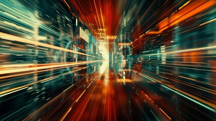 An abstract representation of speed and movement in a futuristic setting       AI generated illustration