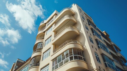 Art Deco style apartment building       AI generated illustration