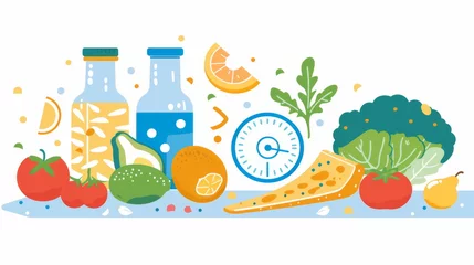 Foto op Plexiglas Healthy food flat illustration: Bright and informative, ideal for educational nutrition content. © mashimara