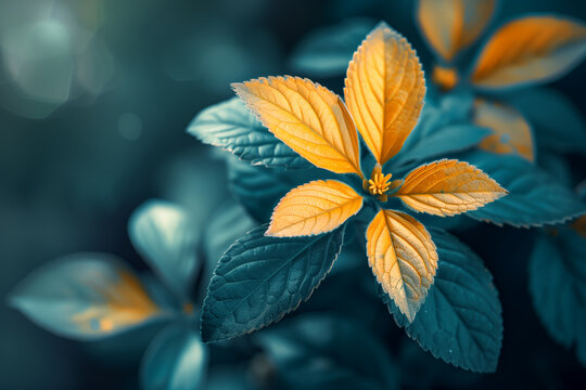 Close-up of a yellow and green leaves plant natural floral 8k wallpaper background