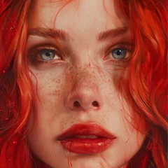 Foto op Plexiglas Close-up of a redhead girl, perfect for illustrating vibrant digital portraits. © mashimara