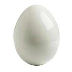 An isolated white egg stands alone against a transparent background complete with a clipping path