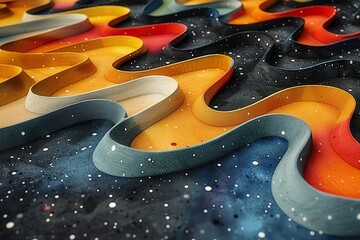 Retro 70's Abstract background with waves and dots