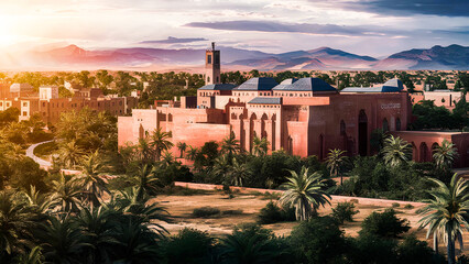 Marrakech Skyline, Morocco. A nice view of the city of Marrakech in Morocco. Marrakech city view in...