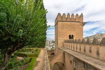 The Torre de los Picos (Tower of the Pointed Embattlements). The Alhambra Complex, Granada, Spain.