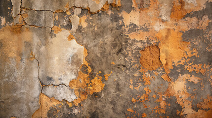 Obraz premium Aged wall texture with peeling orange paint. Ideal for backgrounds, urban decay themes, and texture overlays.