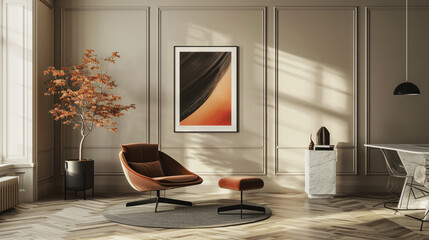 An elegant poster frame blending seamlessly into a contemporary interior design.