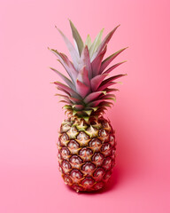 super realistic photo of a pink pineapple on a pink background, super delicate colors сreated with Generative Ai
