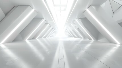 Futuristic scifi tunnel corridor with glowing lights 3d rendering