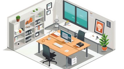 Modern Office Room With Desk and Chair