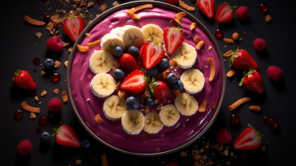 smoothie bowl topped with fruit
