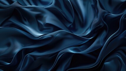 Fototapeta premium Luxurious smooth blue satin fabric with elegant ripples