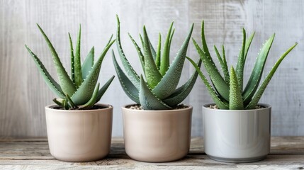 Aloe vera plants potted indoors