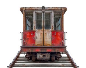 Old red cable car front view