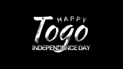 Togo Independence Day Text Animation on Silver Color. Great for Togo Independence Day Celebrations, for banner, social media feed wallpaper stories.