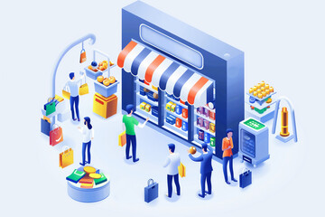 Group of People Standing Around Vending Machine