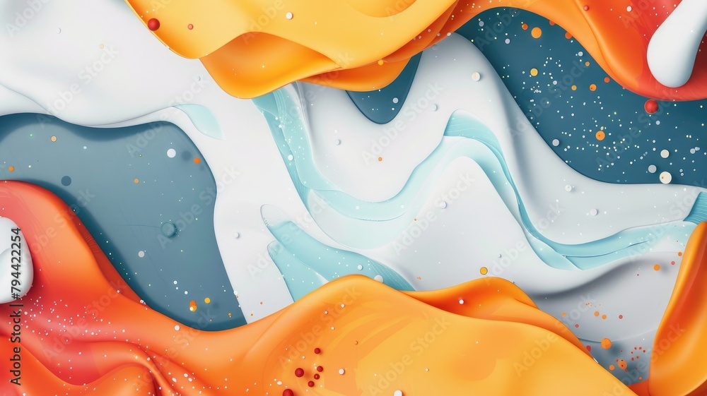 Poster colorful abstract wavy pattern with dynamic shapes and dots