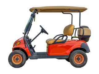 Orange golf cart side view
