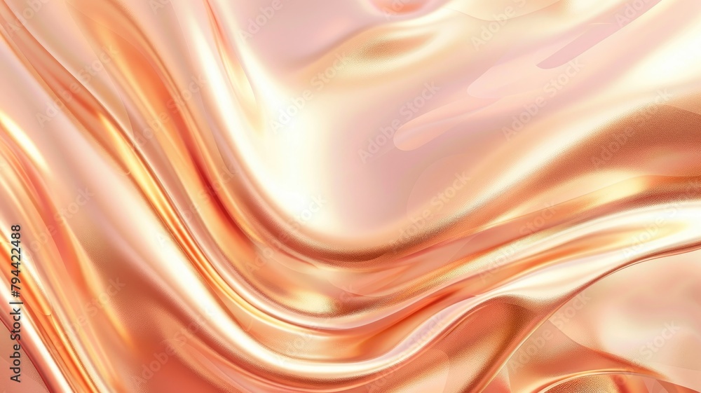 Poster abstract image of flowing golden silk-like material with smooth waves