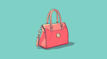 Discover a chic and trendy 2d cartoon illustration of a fashionable woman s handbag This elegant accessory is designed for stylish ladies isolated on a clean background making it perfect fo