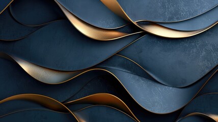 Abstract blue and gold wavy pattern design with textured appearance