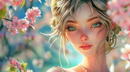 Beautifully designed 3D artwork of a babe girl in a cute style  AI generated illustration