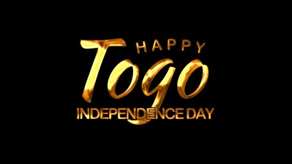 Togo Independence Day Text Animation on Gold Color. Great for Togo Independence Day Celebrations, for banner, social media feed wallpaper stories.