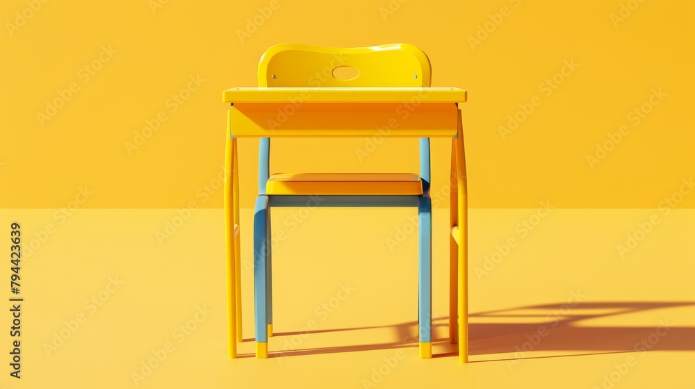Poster bold lines and patterns in a 3d render of a cute school desk ai generated illustration