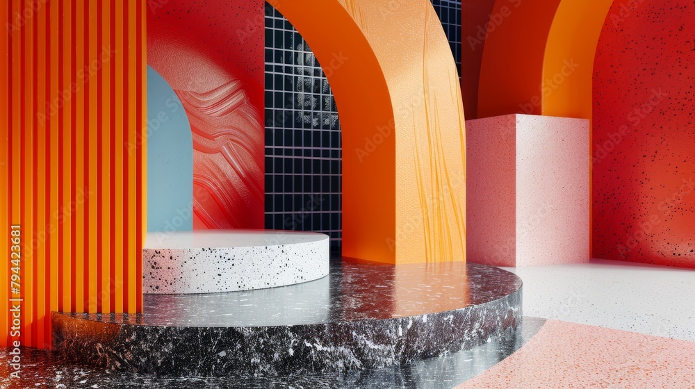 Poster bold patterns and textures in an abstract 3d render ai generated illustration