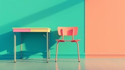 Bold lines and patterns in a 3D render of a cute school desk  AI generated illustration