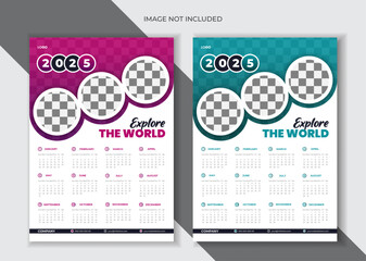 Travel Agency  Wall Calendar Design Template 2025 for your office and company