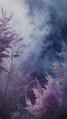 Whimsical Atmosphere, Wispy Mist Texture with Playful Watercolor Mix in Tones of Sapphire and Amethyst.