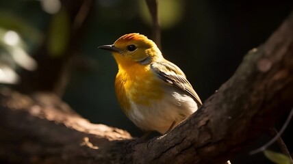 A beautiful bird sits on a branch