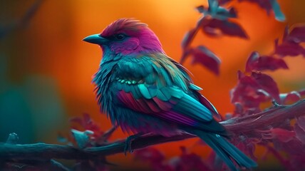 A beautiful bird sits on a branch