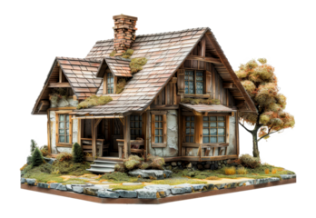 Rustic wooden cabin with weathered texture