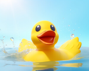 3D render yellow rubber ducky сreated with Generative Ai