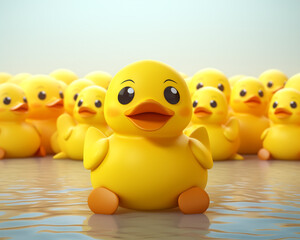 3D render yellow rubber ducky сreated with Generative Ai