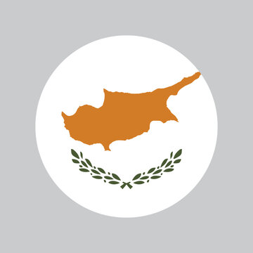 made in Cyprus, round with cypriot national flag colors, circle vector icon