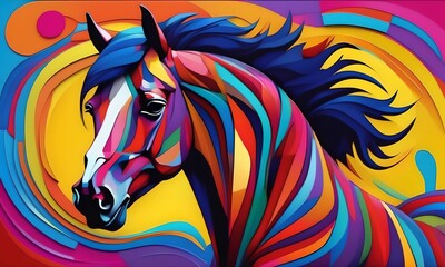 wallpaper representing a horse in the pop-art styler. abstract art