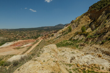 Rockfall in restored clay quarry and mine in spain